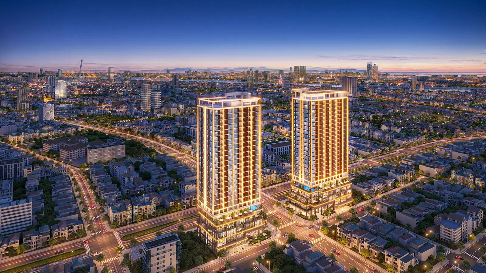 Dự án Sun Costa Residences Đà Nẵng với hai tòa tháp 25 tầng, vị trí “kim cương” trung tâm thành phố.