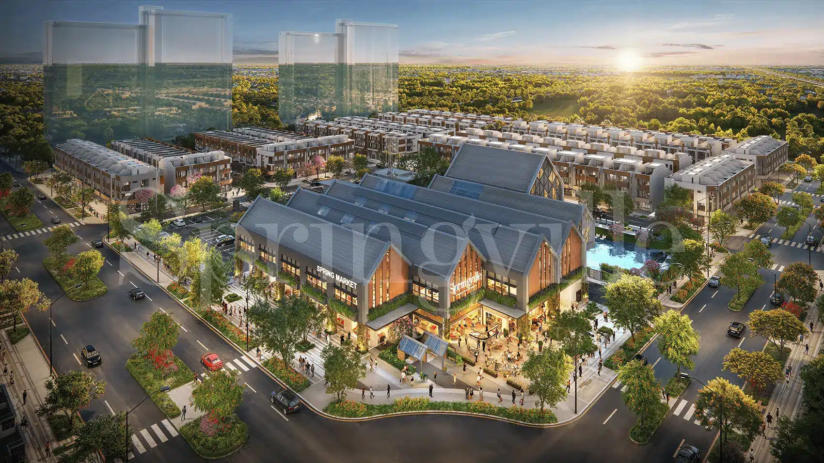 Khu dân cư hiện đại và tiện nghi tại Spring Ville, nơi cuộc sống và thiên nhiên hòa quyện hoàn hảo.