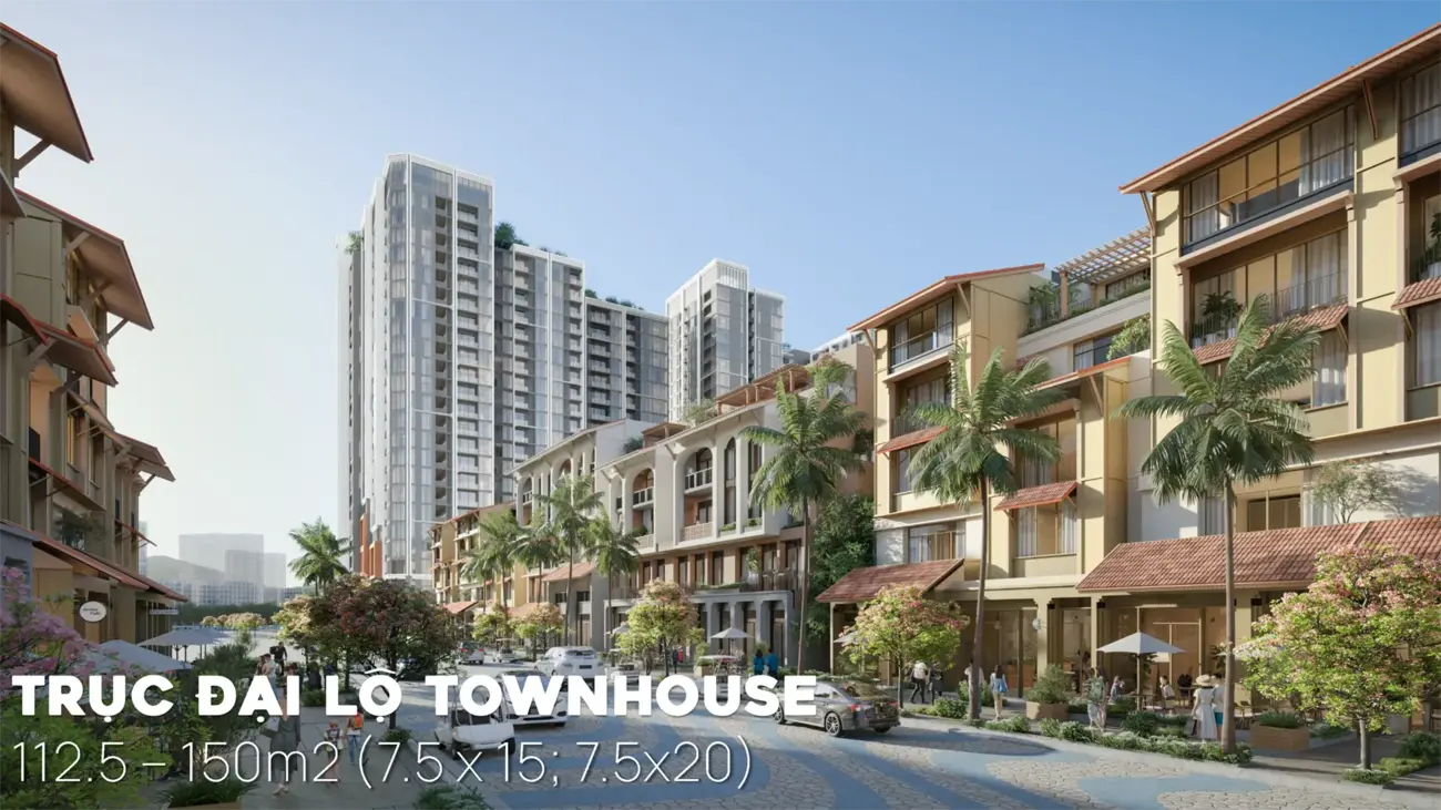 Khu phố Townhouse hiện đại tại Đảo 3 – Đảo Thiên đường của dự án Charmora City, Khánh Hòa.